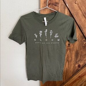 Bella Canvas Dark Green Tee with White Floral Design